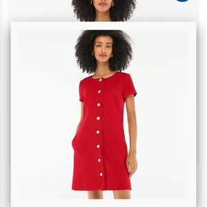J. Crew Red Mini Dress with Button Detail